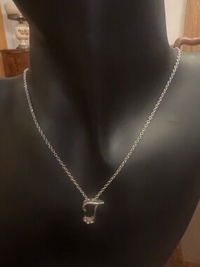Sterling Silver Initial 'J' Pendant Necklace - Silver